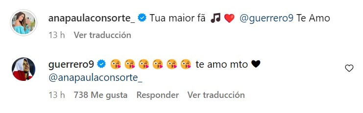 Mensaje entre Ana Paula Consorte y Paolo Guerrero/Foto: Instagram