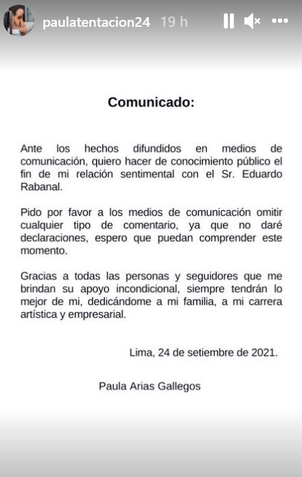  Paula Arias terminó su relación con futbolista Eduardo Rabanal 