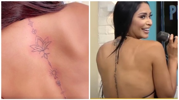 Tatuaje de Alexa Samamé (izquierda) y tatuaje de Pamela Franco (derecha). Fuente: Instagram/AméricaTV