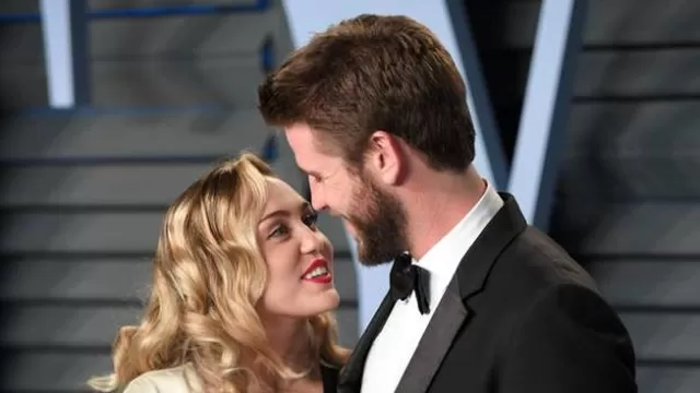 Miley Cyrus y Liam Hemsworth. Foto: AFP