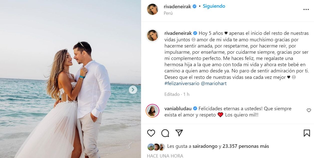Los románticos mensajes entre Mario Hart y Korina Rivadeneira por su quinto aniversario