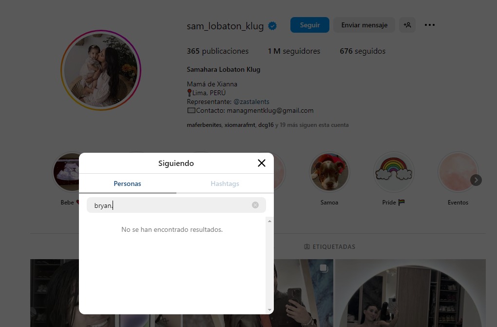 Samahara y su pareja se dejaron de seguir en Instagram. Foto: IG