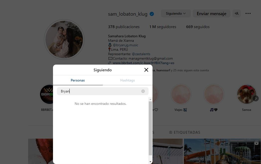 Samahara Lobatón dejó de seguir a Bryan Torres/Foto: Instagram