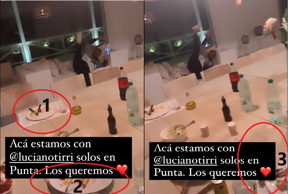 Sobre la mesa que mostró Marcelo Tinelli habían 3 platos de comida y él aseguró que solo estaba con su primo Luciano Tirri / Foto: Instagram