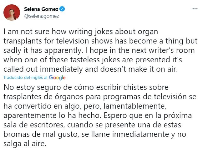 Selena Gómez rechaza bromas sobre su trasplante de riñón con fuerte mensaje que genera reacciones
