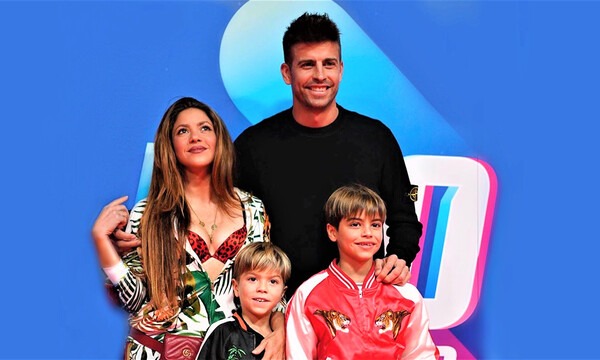 Shakira y Piqué junto a dos hijos: Milán y Sasha.