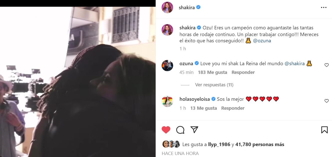 Shakira y Ozuna grabaron videoclip en España y colombiana le dedicó tierno mensaje 