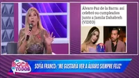Sofía Franco se pronunció sobre supuesto romance entre Álvaro Paz de la Barra y Jamila Dahabreh