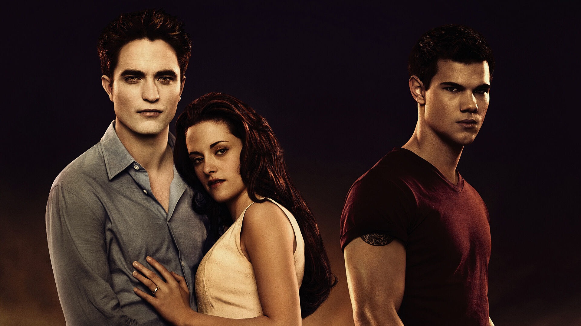 Edward, Bella y Jacob en Crepúsculo. Fuente: X