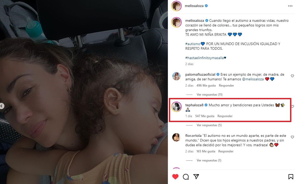 Tepha Loza envió amoroso mensaje a Melissa tras revelar autismo de su hija 
