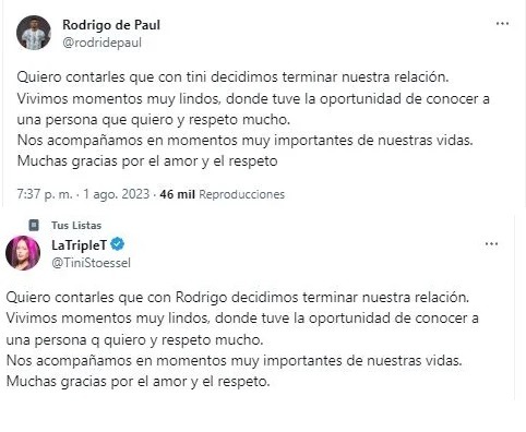 Tini Stoessel y Rodrigo De Paul confirmaron su separación: “Vivimos momentos muy lindos"