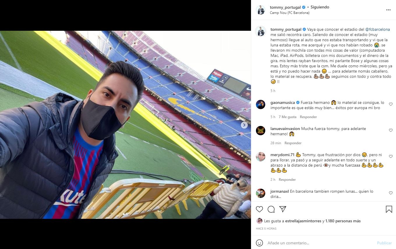  Tommy Portugal sufrió terrible robo afuera del estadio Camp Nou en Barcelona