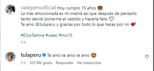 Mensaje de Valentina Carmona dirigido a su madre Tula Rodríguez/Foto: Instagram