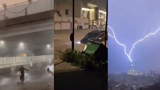 Arabia Saudita: Fuertes vientos, lluvias e impresionantes rayos azotan La Meca 