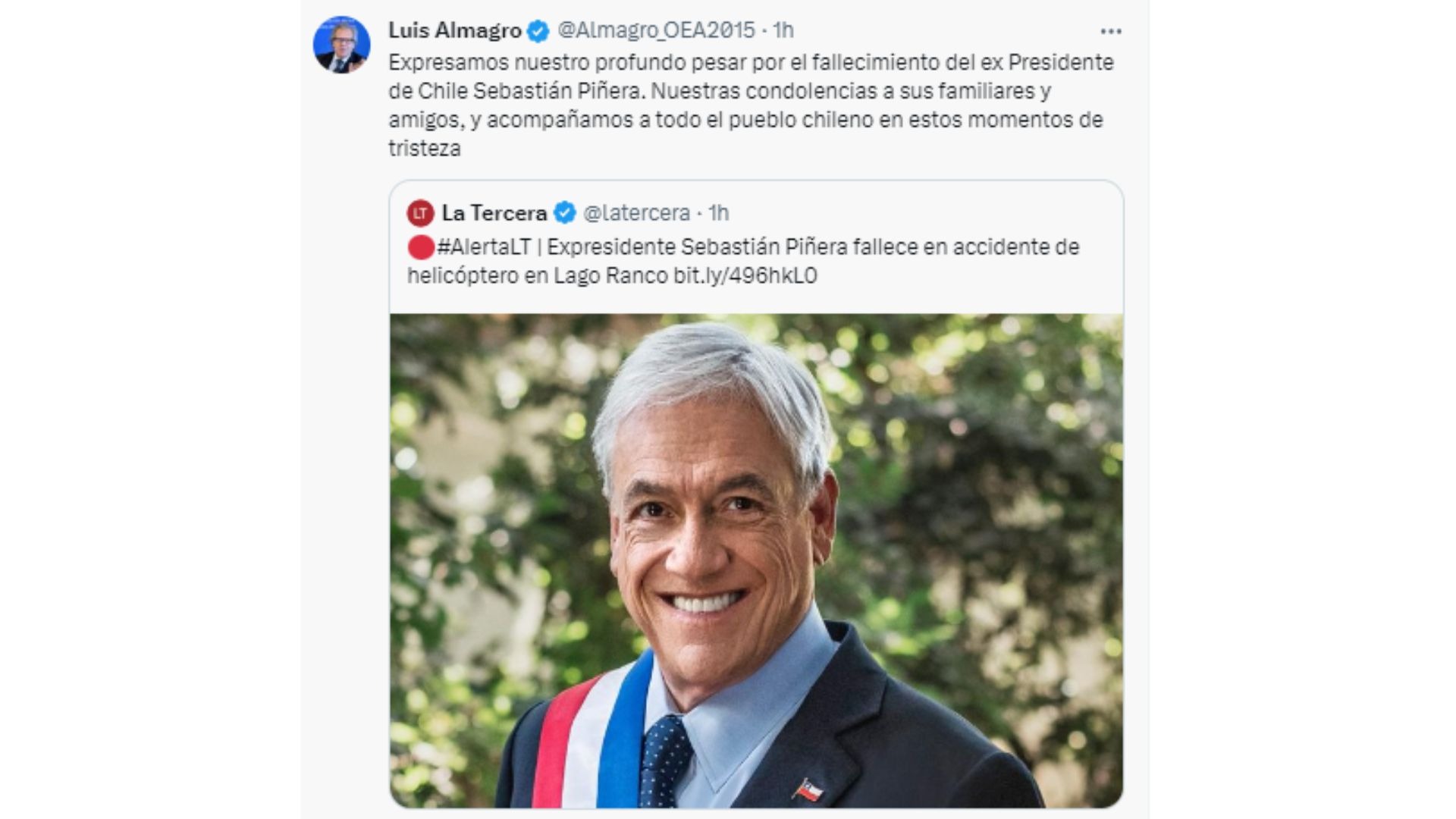 Así reaccionaron personalidades tras muerte del expresidente chileno, Sebastián Piñera