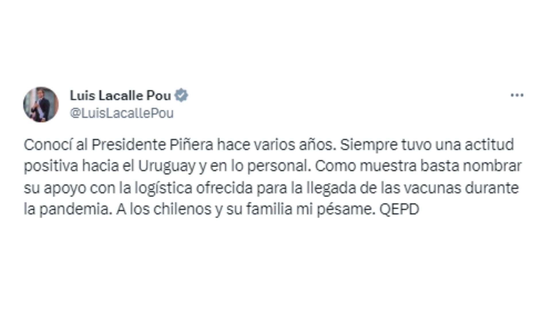 Así reaccionaron personalidades tras muerte del expresidente chileno, Sebastián Piñera
