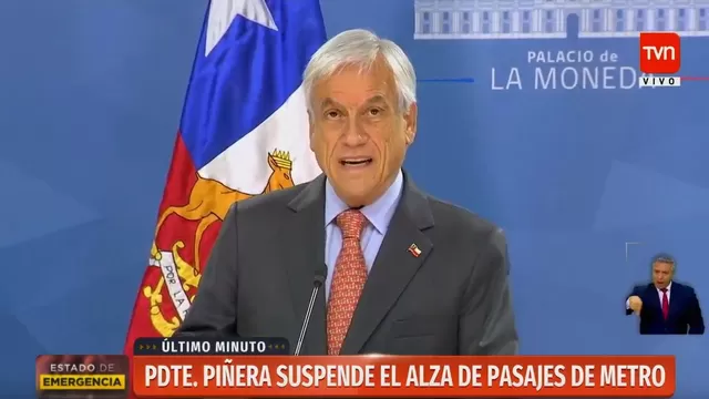 Chile: presidente Piñera suspende aumento de precio del pasaje del metro