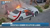 EE.UU.: policía salva la vida de chofer que se había quedado inconsciente en su auto en llamas