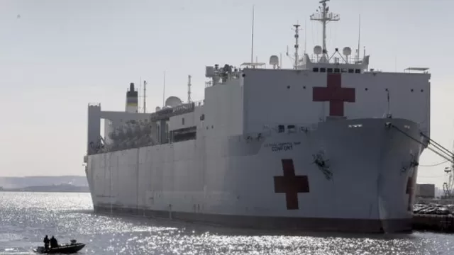 Estados Unidos despliega buque hospital para atender crisis de Venezuela. Foto: AFP