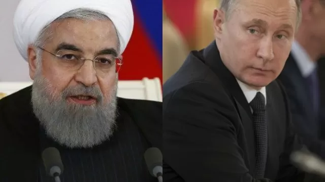 Hasan Rohaní y Vladimir Putin. (Vía: AFP)