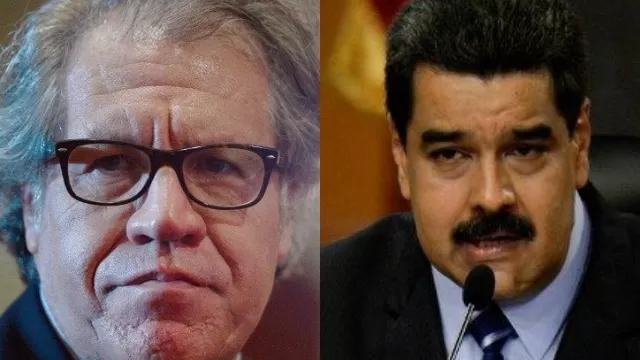 Luis Almagro y Nicolás Maduro. (Vía: AFP)