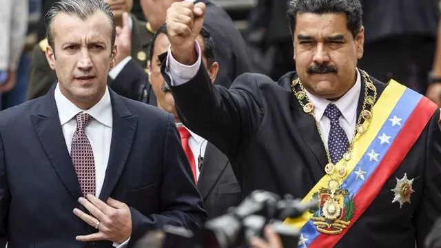Tareck El Aissami y Nicolás Maduro. (Vía: AFP)