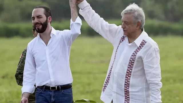 Andrés Manuel López Obrador y Nayib Bukele, presidente de México y de El Salvador, respectivamente. Foto: AFP