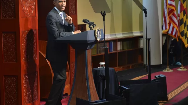 Barack Omaba habla frente la Sociedad Islámica de Baltimore. (Vía: AFP)