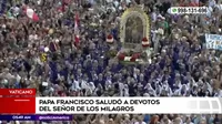 Papa Francisco saludó a devotos del Señor de los Milagros