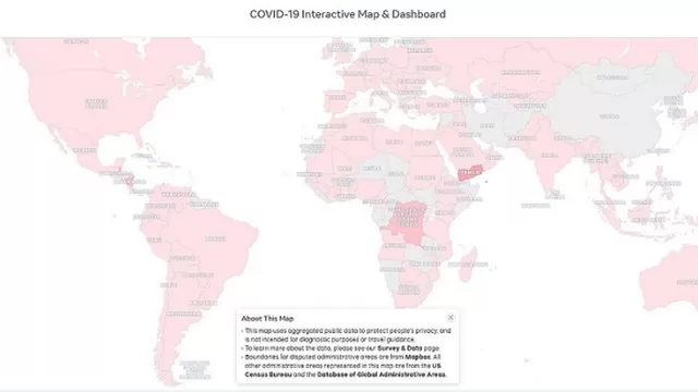 Facebook relanza mapa del coronavirus en el que incluye datos de Perú