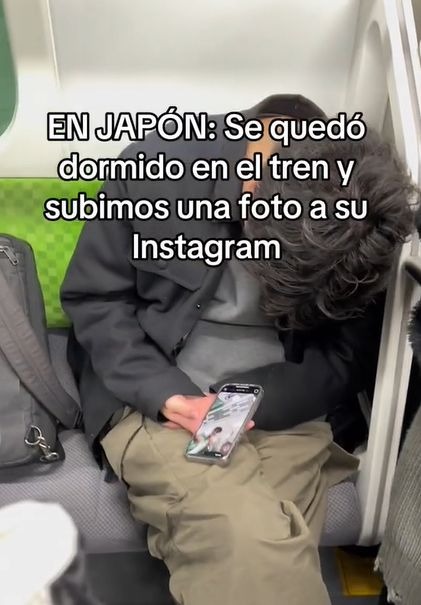 Joven se quedó dormido en tren de Japón y le hicieron una broma / TikTok
