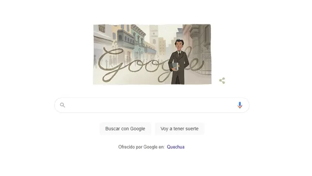 Doodle en homenaje a Ribeyro. Google