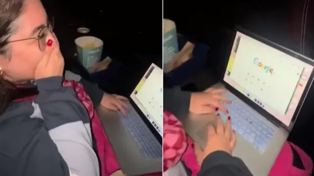 ¡Se pasó de viva! Se fue al cine con su computadora para trabajar y recibió videollamada de su jefe