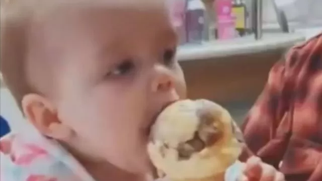 TikTok: Bebé prueba helado por primera vez y su graciosa reacción se vuelve viral. Foto: Captura