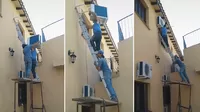 TikTok viral: Intentan instalar un aire acondicionado en un segundo piso, pero todo acaba mal