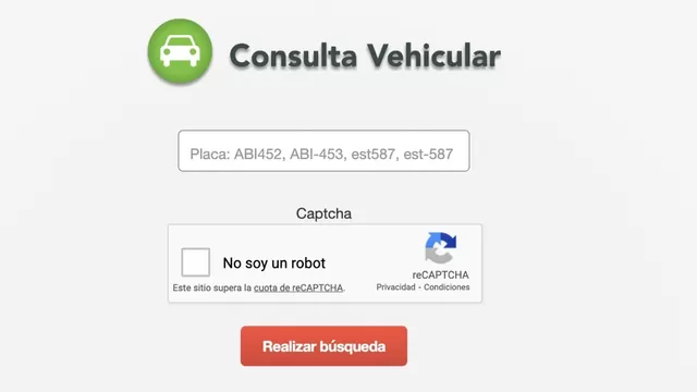 Consulta vehicular por placa en Perú. (Captura: UtileInteresante.pe)