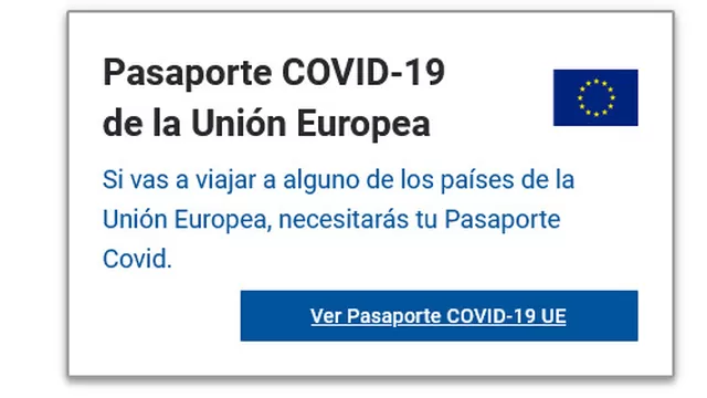 Pasaporte COVID-19 para ingresar a la Unión Europea.