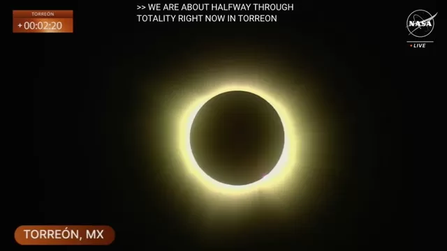 Eclipse solar total en Torreón, México. (Captura: NASA)