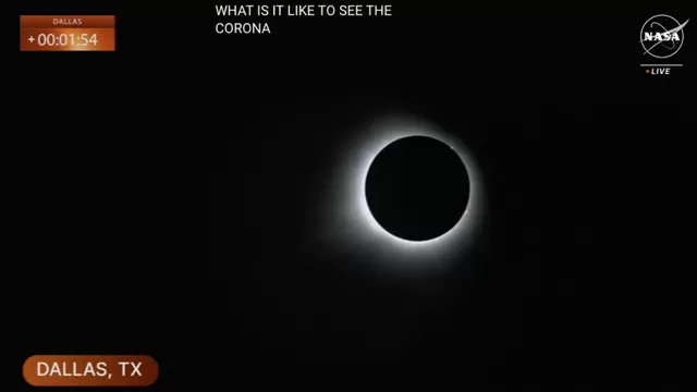 Eclipse solar total en Dallas, Texas en EE. UU. (Captura: NASA)